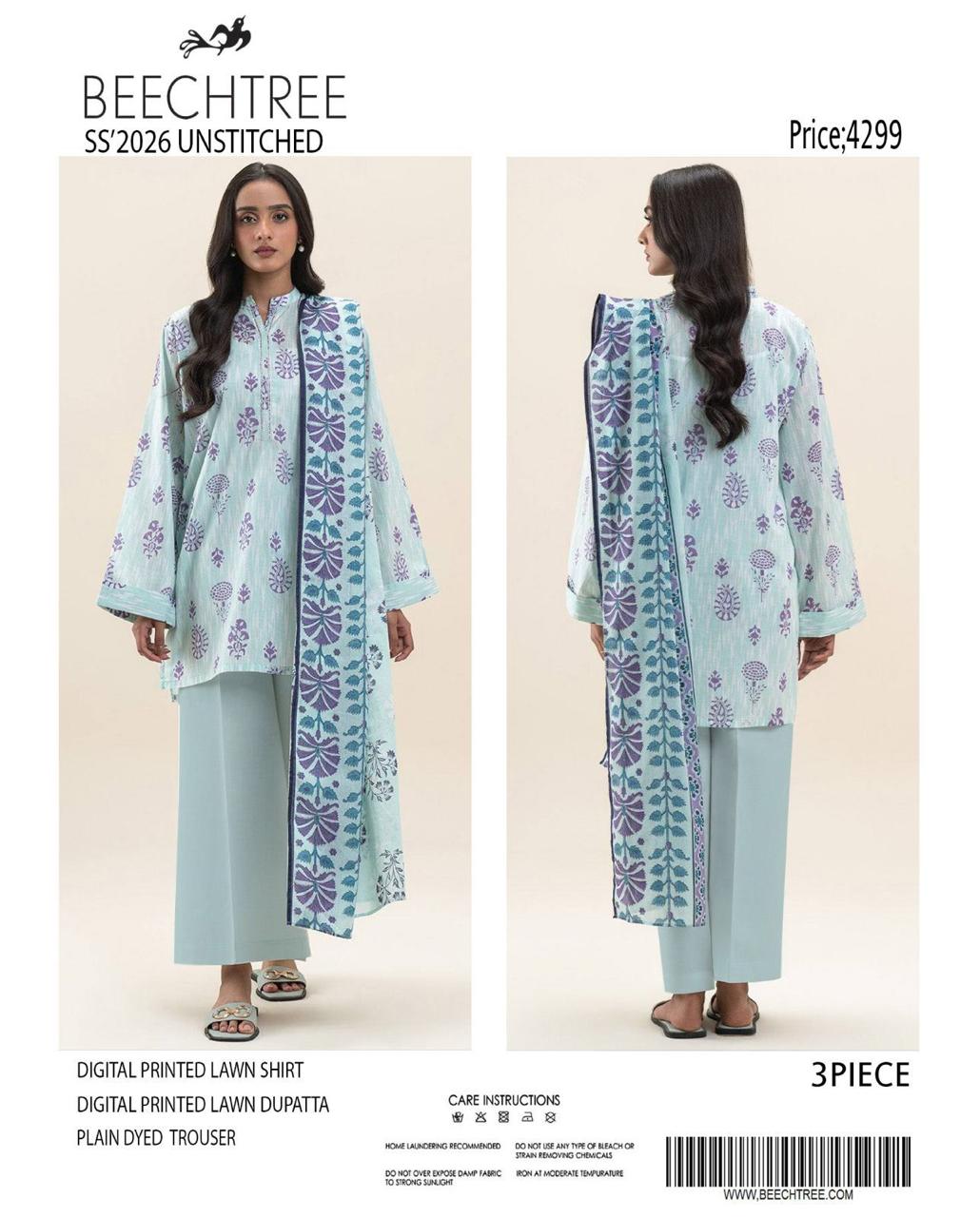 Beechtree Latest Collection 🌼✨_
Digital Lawn Shirt, Plain Dyed Trouser & Digital Lawn Dupatta!