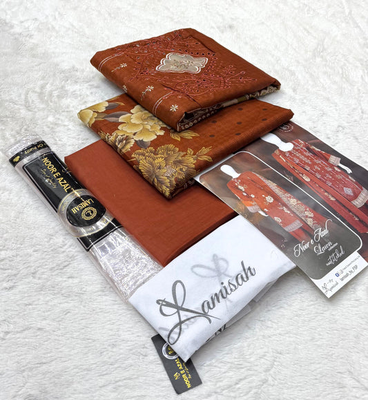 Noor e AzaL 💯 original 3pc FancY embroidery Collection