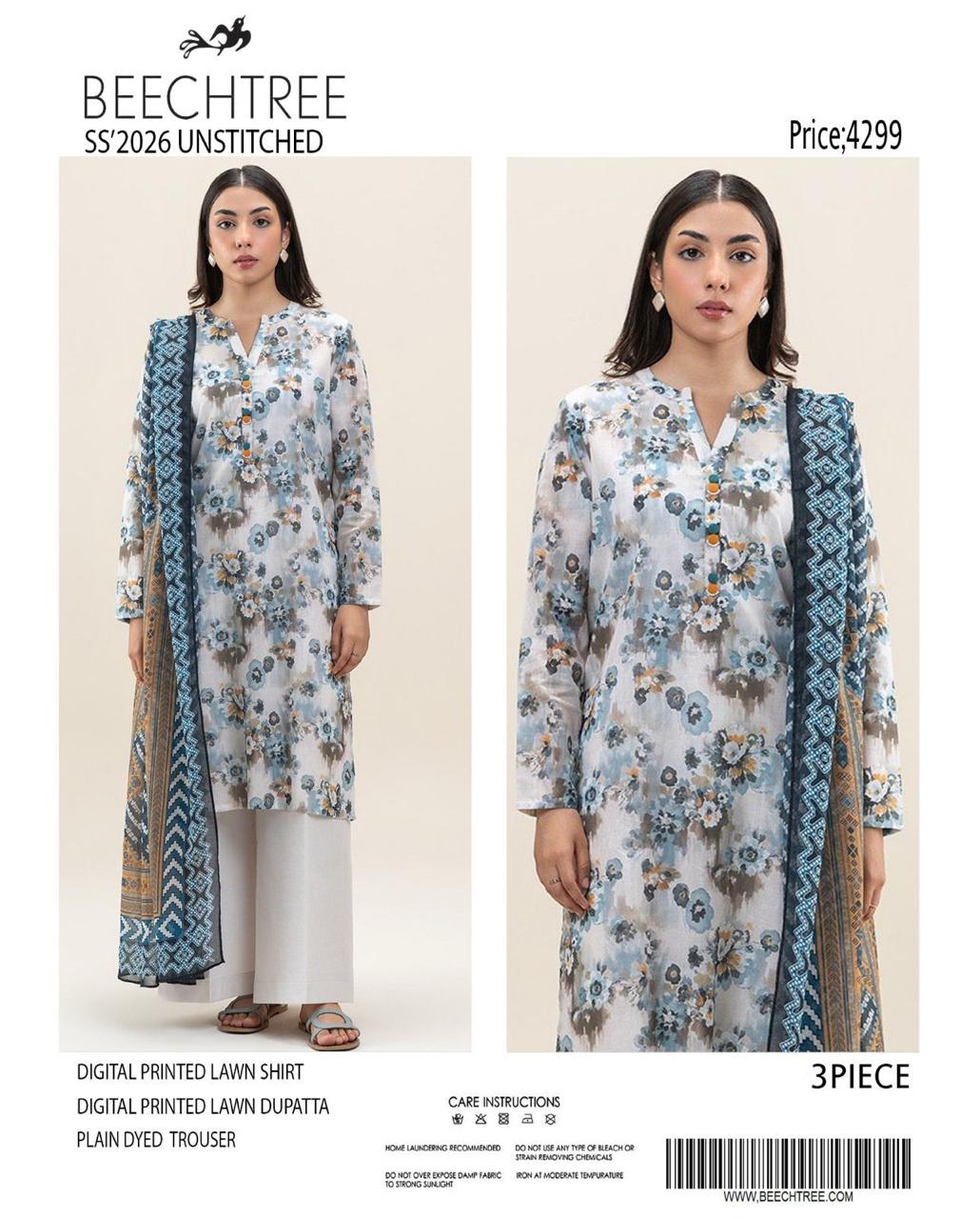 Beechtree Latest Collection 🌼✨_
Digital Lawn Shirt, Plain Dyed Trouser & Digital Lawn Dupatta!