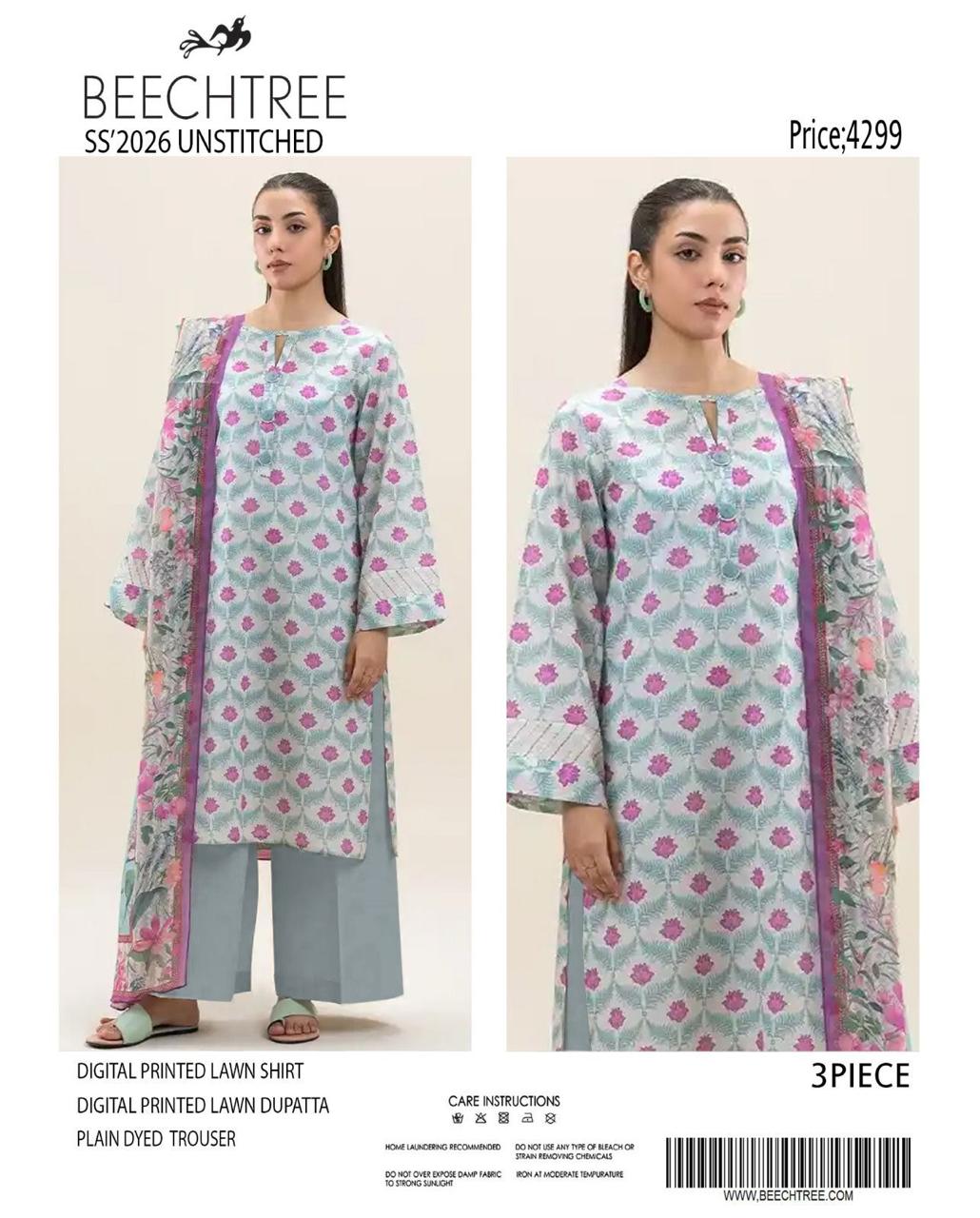 Beechtree Latest Collection 🌼✨_
Digital Lawn Shirt, Plain Dyed Trouser & Digital Lawn Dupatta!