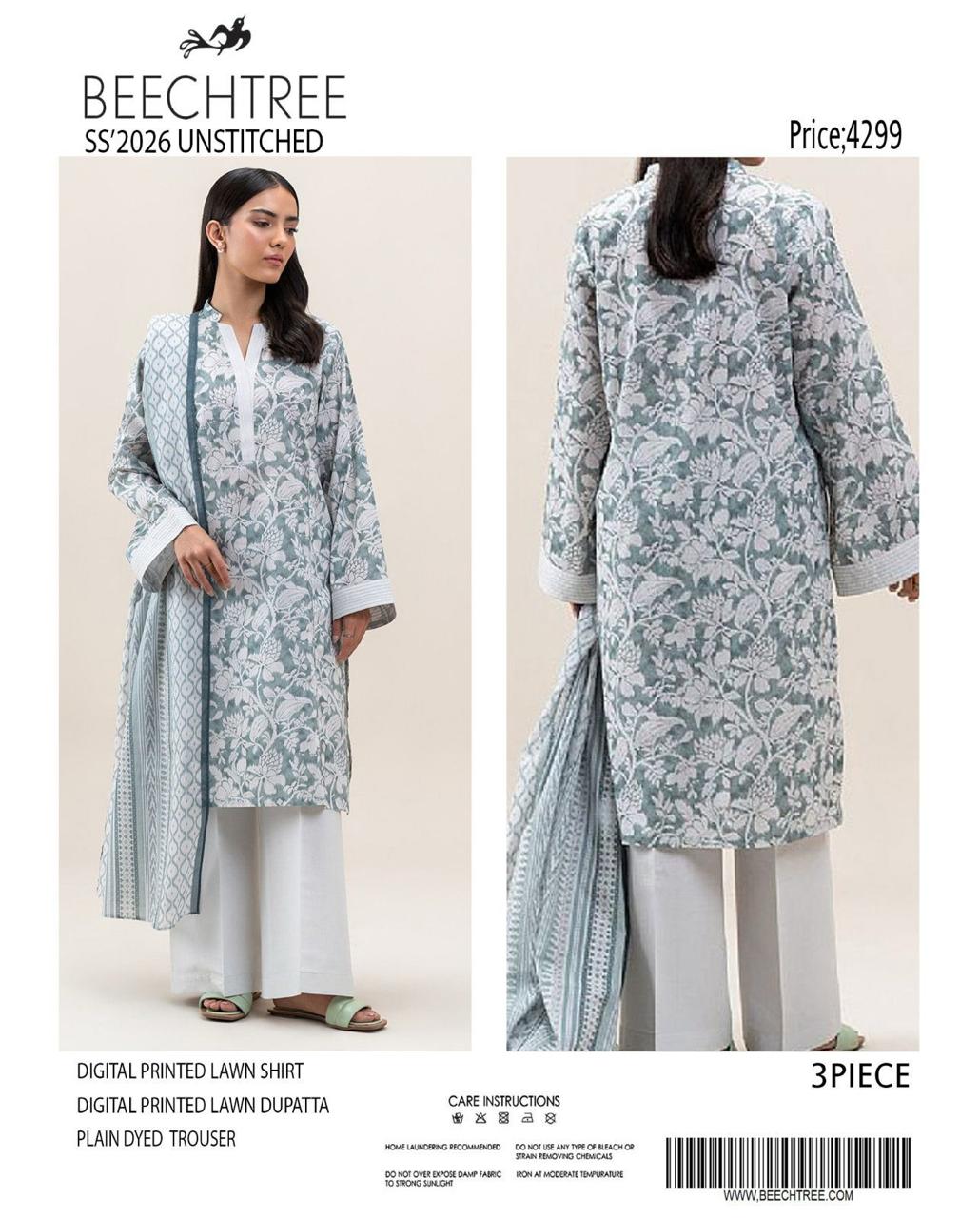Beechtree Latest Collection 🌼✨_
Digital Lawn Shirt, Plain Dyed Trouser & Digital Lawn Dupatta!