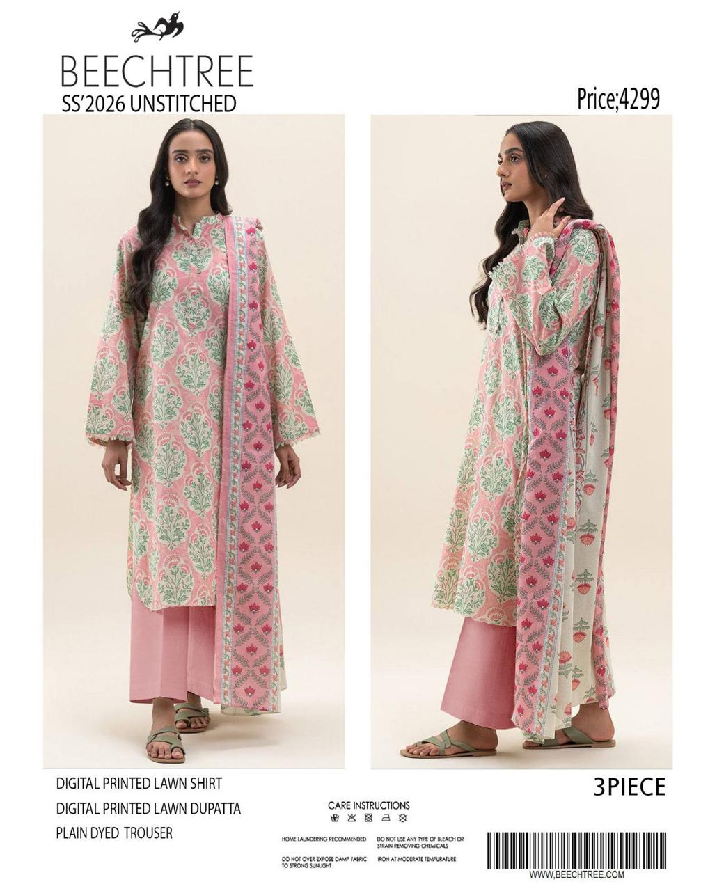 Beechtree Latest Collection 🌼✨_
Digital Lawn Shirt, Plain Dyed Trouser & Digital Lawn Dupatta!