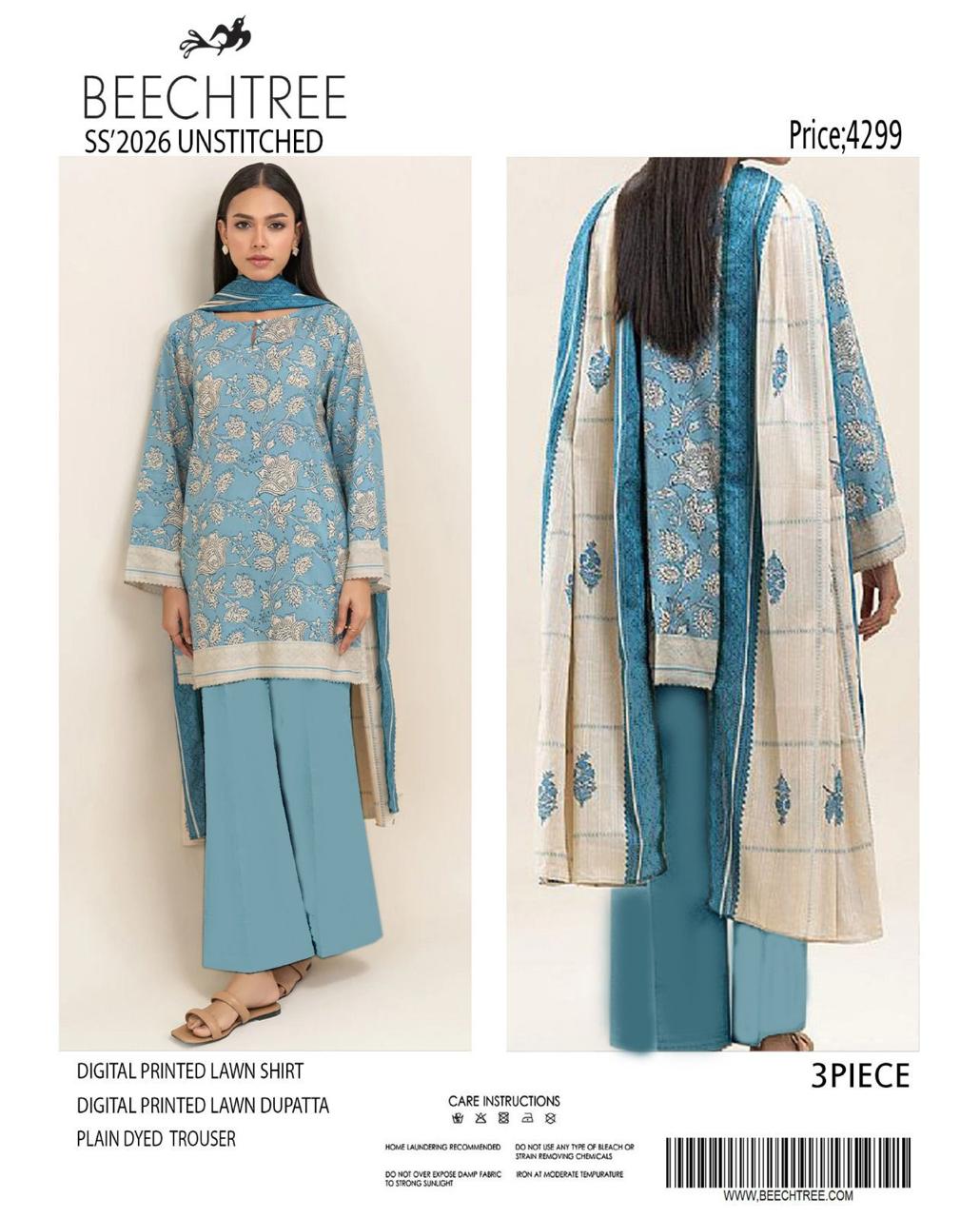 Beechtree Latest Collection 🌼✨_
Digital Lawn Shirt, Plain Dyed Trouser & Digital Lawn Dupatta!